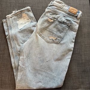 American Eagle Light Wash Distressed Mom Jeans